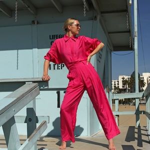 Pleated Hot Pink Trousers